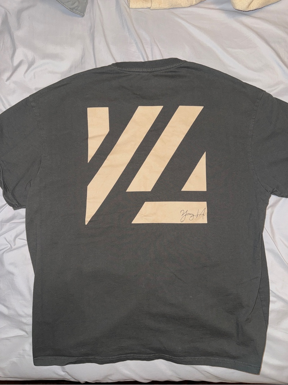YoungLA Green T-Shirt with Cream Geometric Back Print